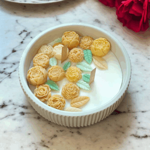 Szójaviasz dekor gyertya köralakú kerámia tálban