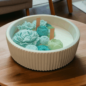 Szójaviasz dekor gyertya köralakú kerámia tálban