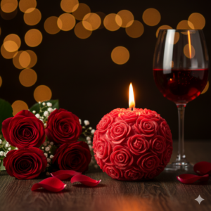 Rózsa mintázatú gömb szójaviasz gyertya